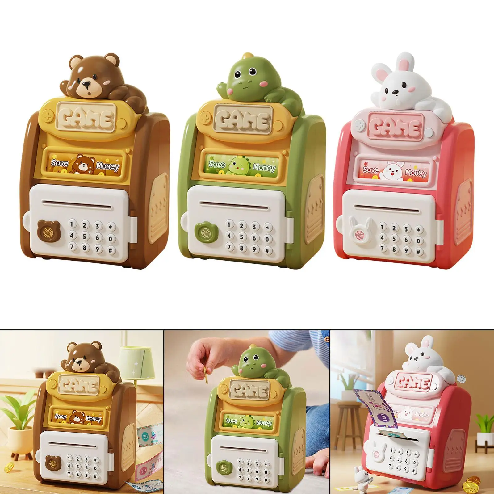 Electronic Fingerprint ATM Piggy Bank Password Lock Savings Bank Electronic Piggy Banks