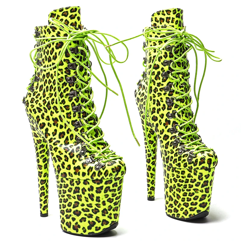

Leecabe Leopard PU upper 20CM /8inch high heel exotic platform Pole Dance boots