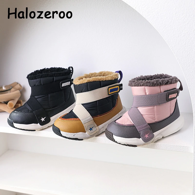 

Winter New Kids Snow Boots Baby Girls Brand Waterproof Shoes Toddler Warm Fashion Boots Children Ankle Shoes Boys Soft Fur Shoes