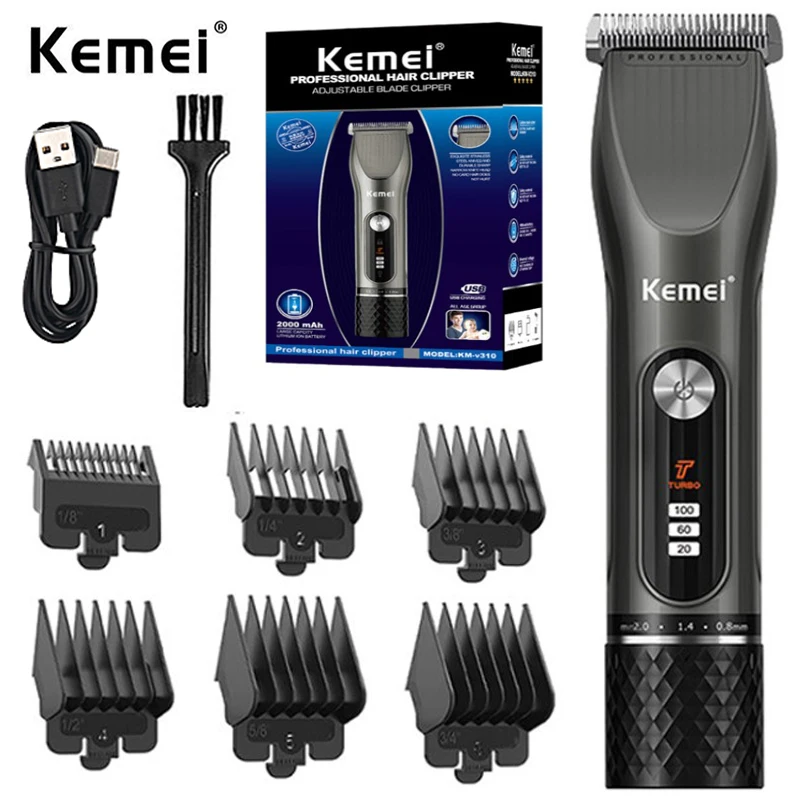 Kemei 12W Powerful Hair Clipper Professional Barber Shop Rechargeable Trimmer Led Display