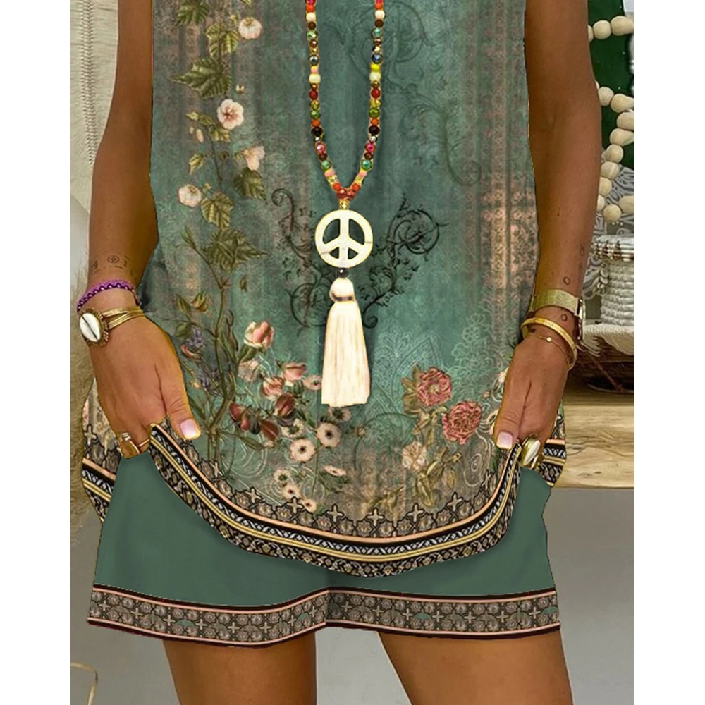 Summer Casual 2Pcs Shorts Set for Women Eyelet Design Sleeveless Floral Print Tank Top & Shorts Set Streetwear Party Suit Set