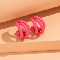 New Elegant Women Dangle Earrings C-shaped Painting Girls Hoop Earrings Flannelette Geometric Statement Earrings pendientes - Image 3