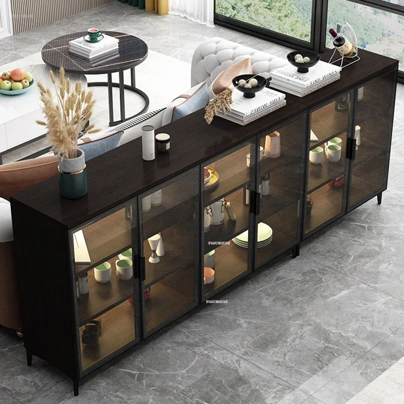 Italian Minimalist Wood Sideboards Kitchen Locker et Sideboard Light Luxury Living Room Furniture Home Hotel Storage Cabinet