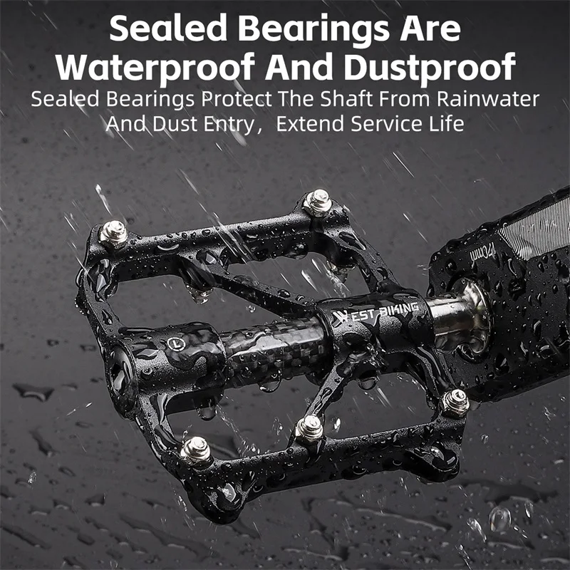 WEST BIKING Carbon Fiber Pedal Road Bicycle Pedal 3 Bearing Titanium Alloy Axle MTB Bicycle Accessories racing pedals mountain bike pedals