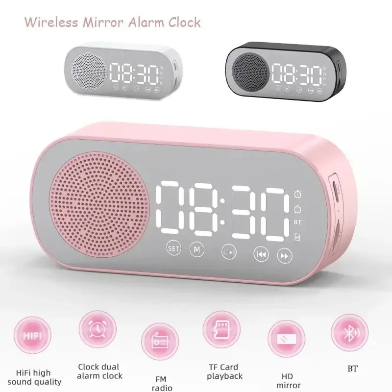 Smart LED Mirror Bluetooth Alarm Clock with Speaker Functionality