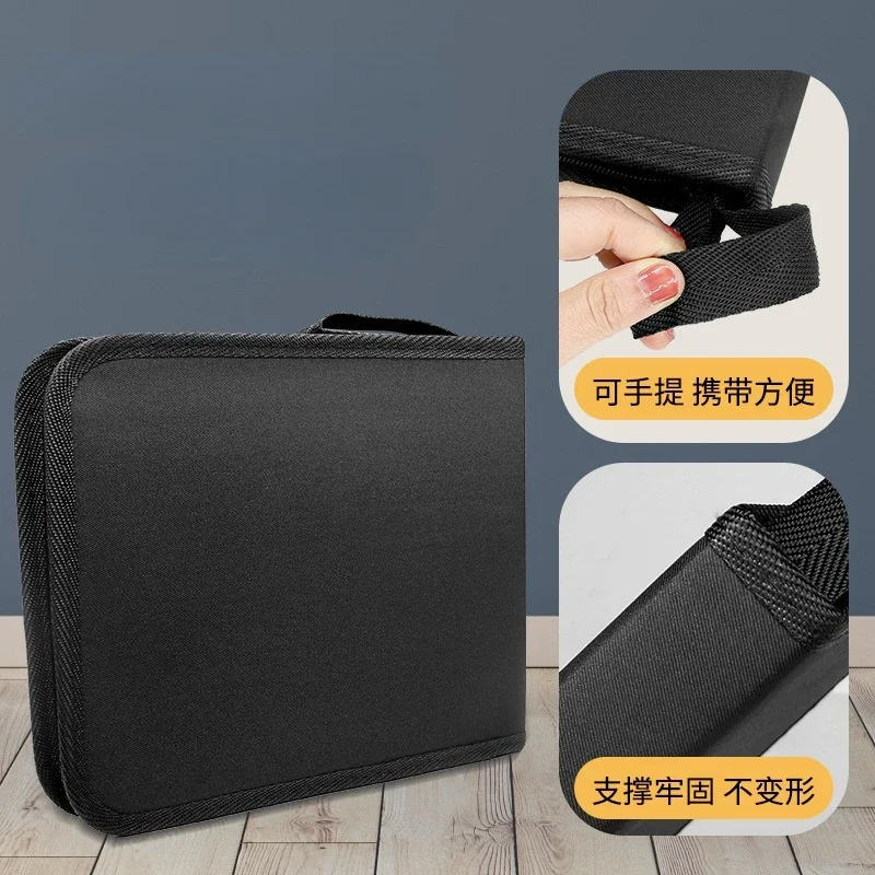Astuccio Portamatite 48 Scomparti In Tela Nera - ZONADAH Grande Capacità Per Scuola, Ufficio E Artisti - Borsa Organizzatore Pieghevole