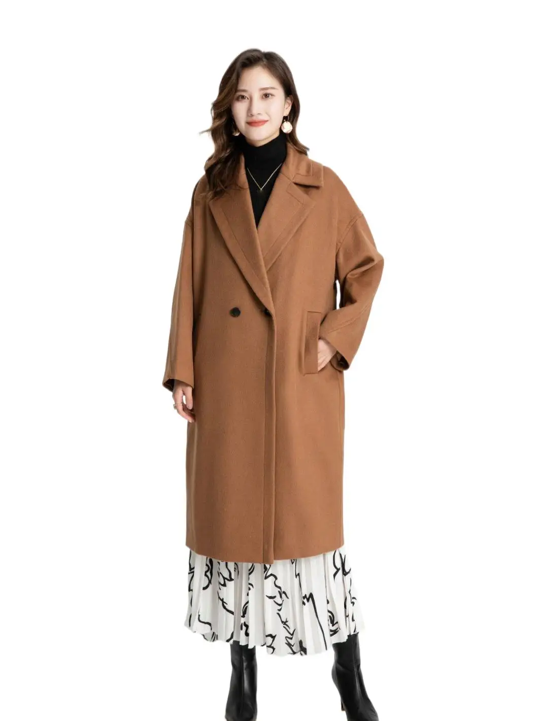 

Женская одежда 2023, Элегантное длинное шерстяное пальто, новинка на осень и зиму