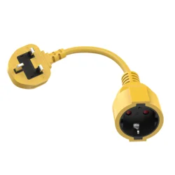 Universal EU to UK Power Adapter - Compact Travel Extension Cord 250V/13A (Yellow 1pc)