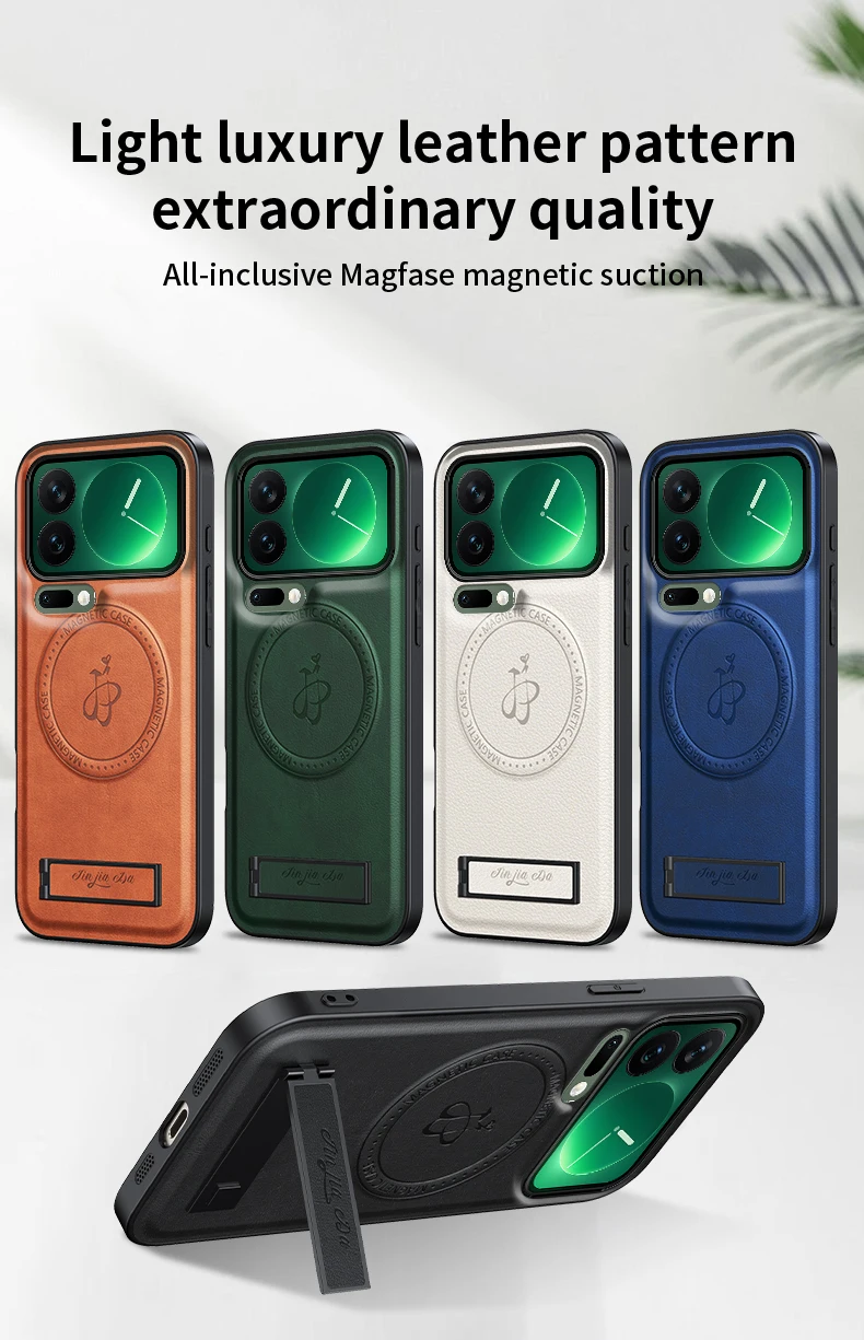 Magnetic Leather Stand Case with Camera Protection and Holder Cover