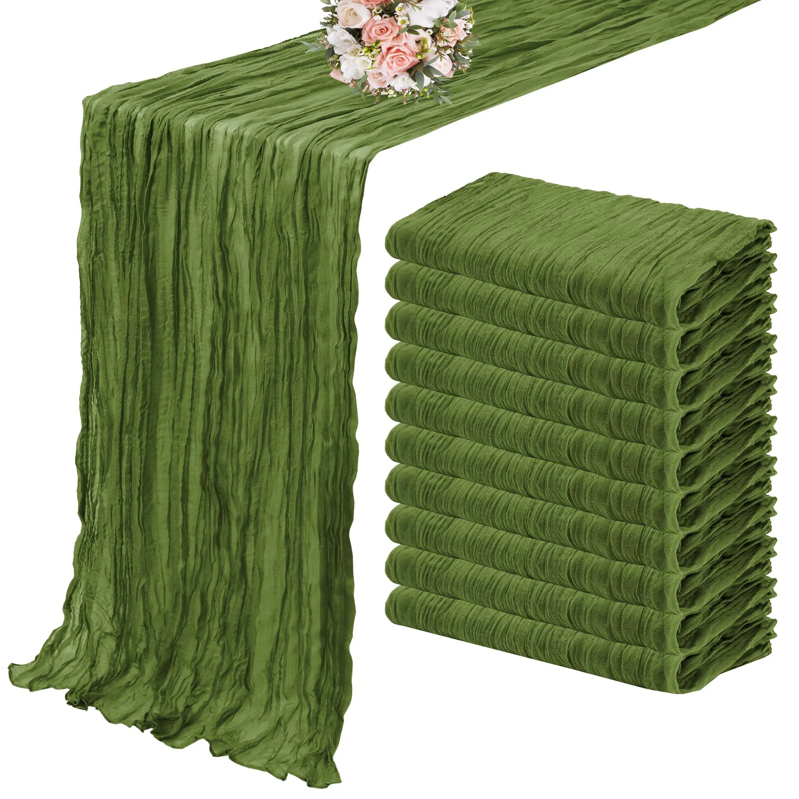 10PCS Terracot Semi-Sheer Gauze Table Runner Cheesecloth Table Setting Dining Wedding Party Christmas Banquets Arches Cake Decor