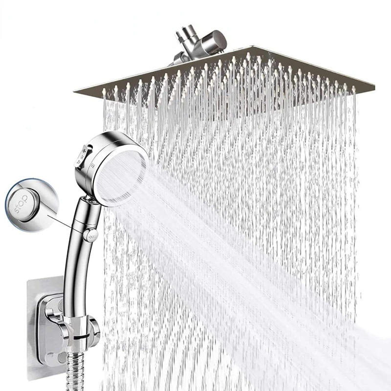 

8 Inch Bathroom Rain Shower System with Hand Showerhead Concealed Shower Set Bathroom Shower Faucet Set Hi-pressure Water Saving