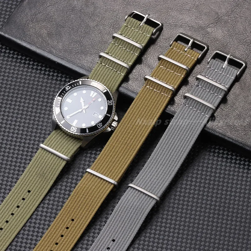 Men's Military Sport Ribbed Nylon Watch Strap - Braided Fabric Band Accessories