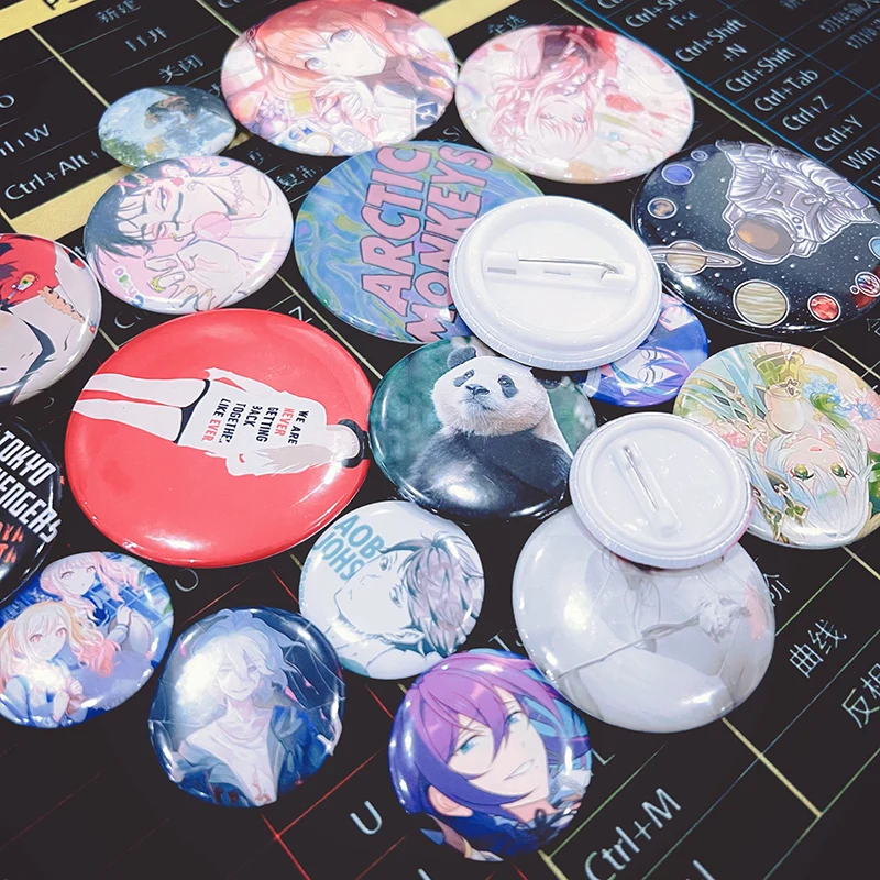 Enamel Pins 32/44/58mm Diy Round Badges Personalized Handmade Brooches custom Photo Handwriting Text Graphic Pins Gift Accessory