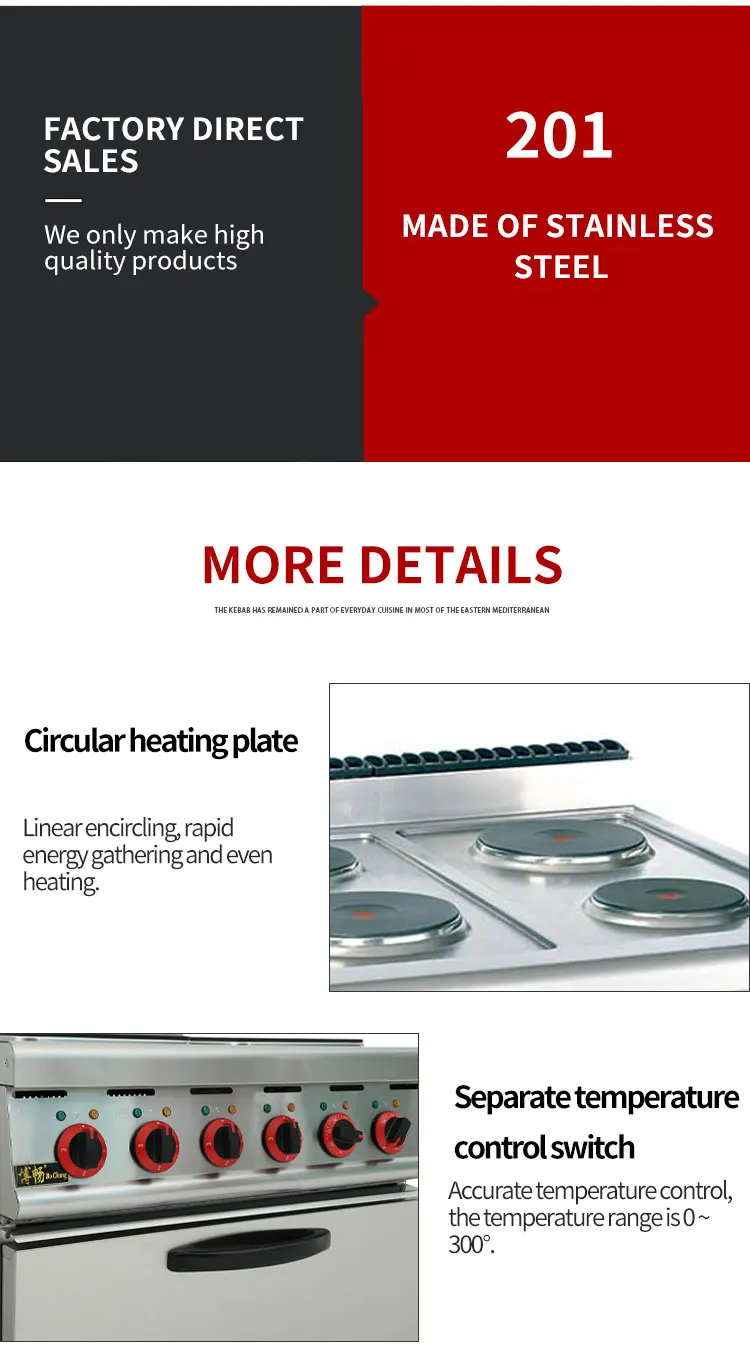 Freestanding Four Hot Plate Electric Range With Oven 4