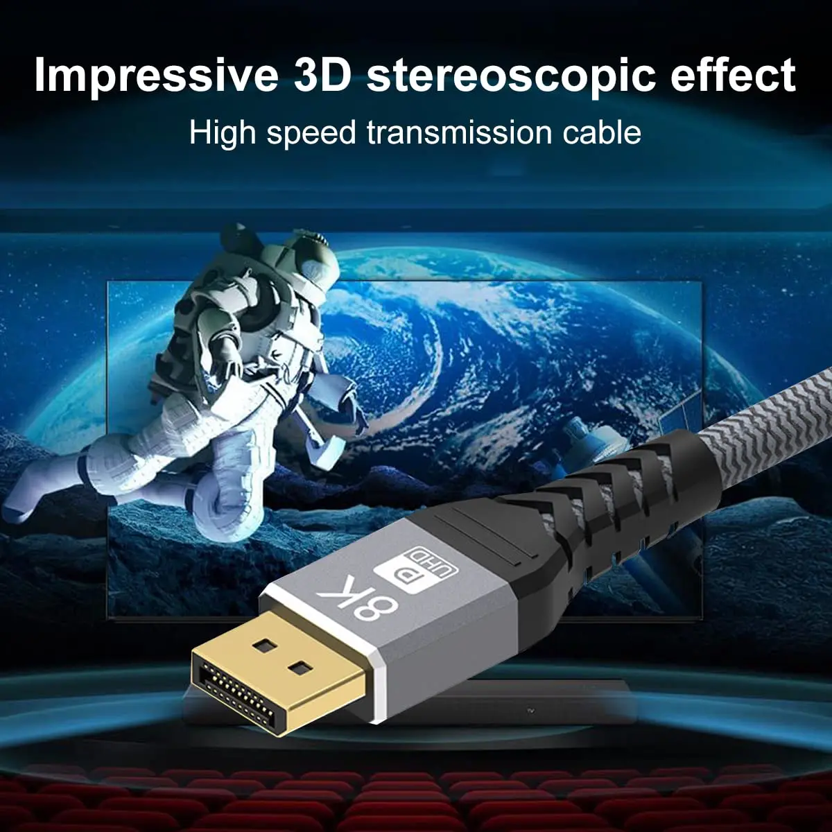 Ultra HD High-Speed DisplayPort Cable - 8K HDR Video & Audio for Gaming & Entertainment