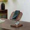 Black Walnut Wood IPad Stand Foldable Mobile Phone Holder 360 Degrees Rotating Charging Base Practical and Convenient Book Shelf 5