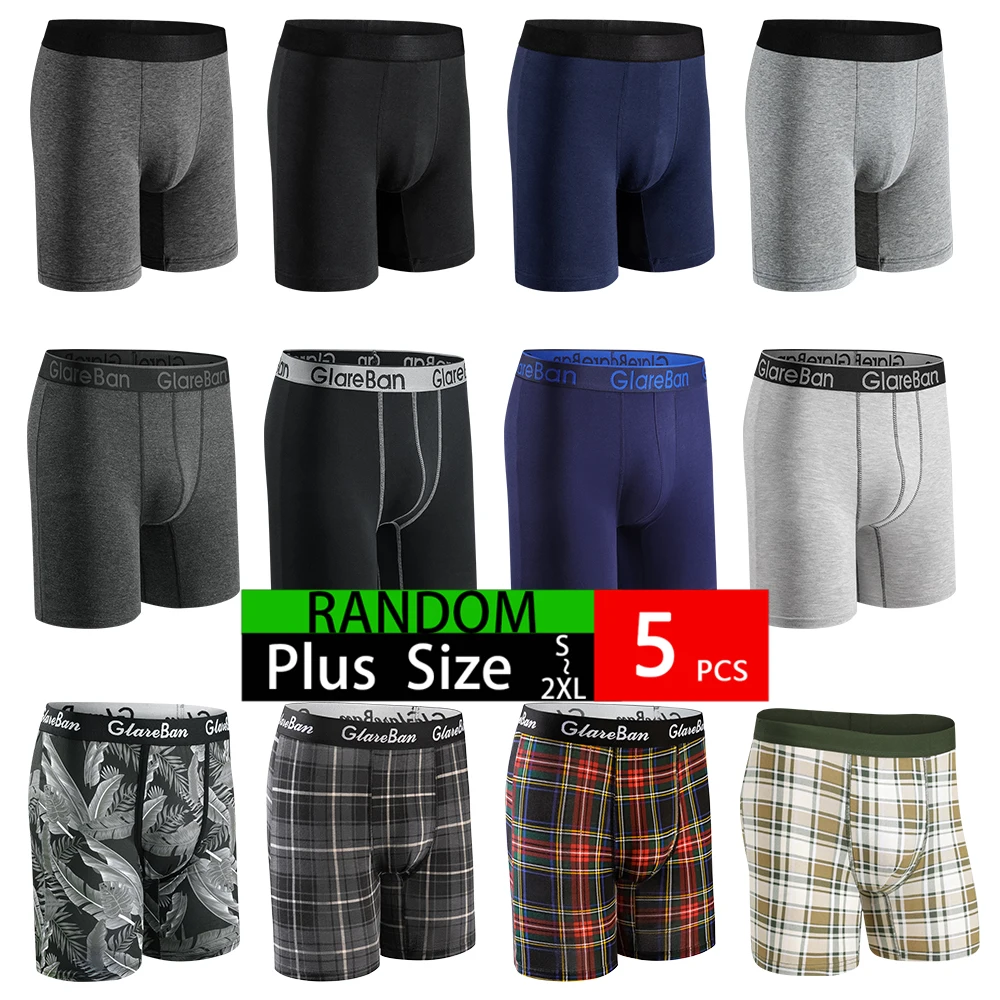 5pc Set Mid-Long Random Cotton Boxer Shorts Men Underwear Male ...