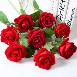 Elegant Artificial Red Rose Bouquet for Home and Wedding Decor (Flannel R1)