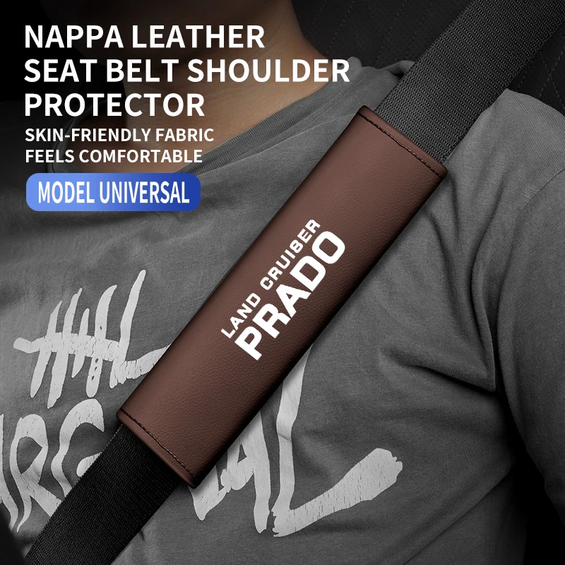 Seat Belt Covers Seat Belt Protector Safety Belt Shoulder Guard 1PC Leather Car Seat Belt Shoulder Protector Cover Safety Belt Padding Pad For Land Cruiser Prado 120 Fj150