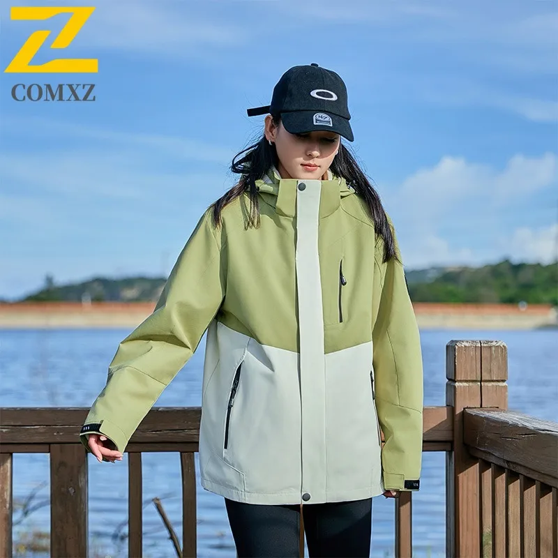 COMXZ Brand Men Jacket Simple Hooded Outdoor Adventure Multi-Function Warm Parka Solid Color Travel Lightweight Winter Clothing