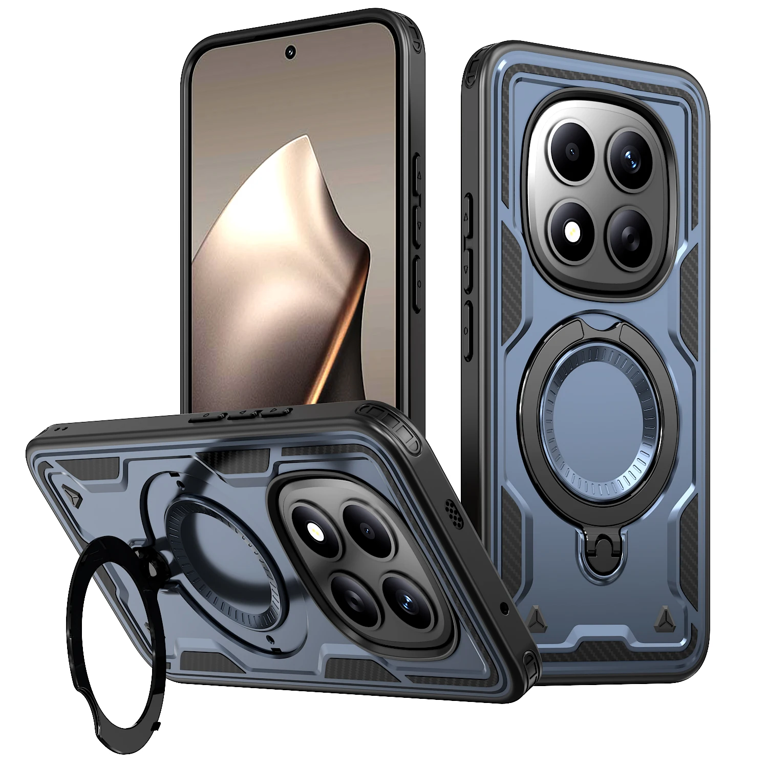 Enhanced Armor Magnetic Case with Wireless Charging Stand - Shockproof Protection Cover