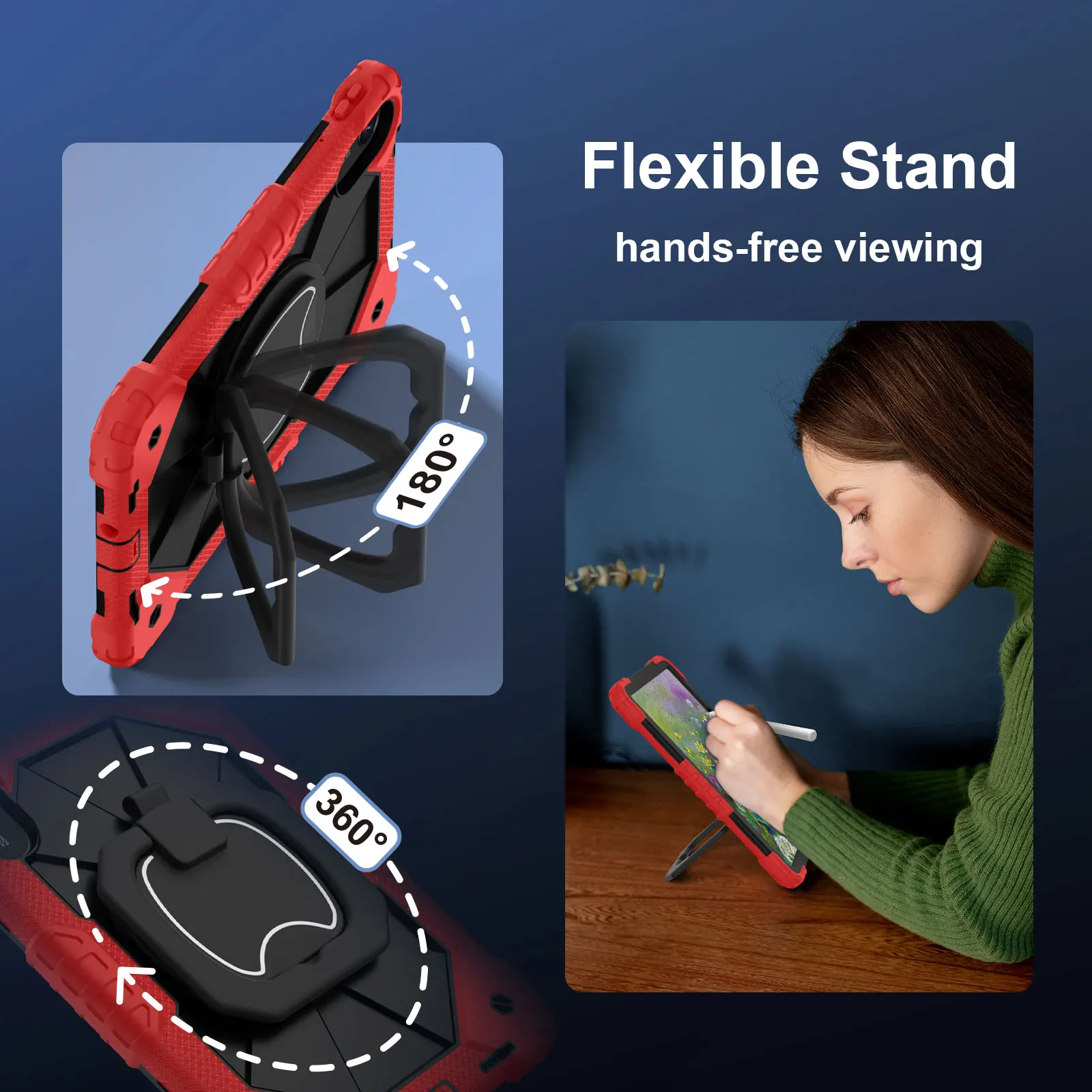 Heavy Duty Shockproof Rotating Stand Case with Shoulder Strap