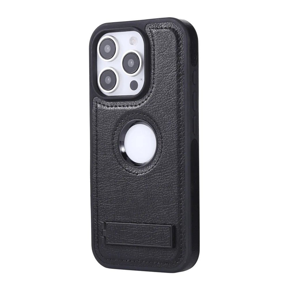 Sleek Invisible Fold Stand Leather Phone Case - Ultra Thin PU Cover with Logo Hole