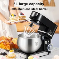 Настольный миксер на 5 л — многофункциональная кухонная машина 3-в-1 с крючком для теста, венчиком и венчиком, мощным двигателем 1000 Вт для выпечки/приготовления пищи — изображение 3