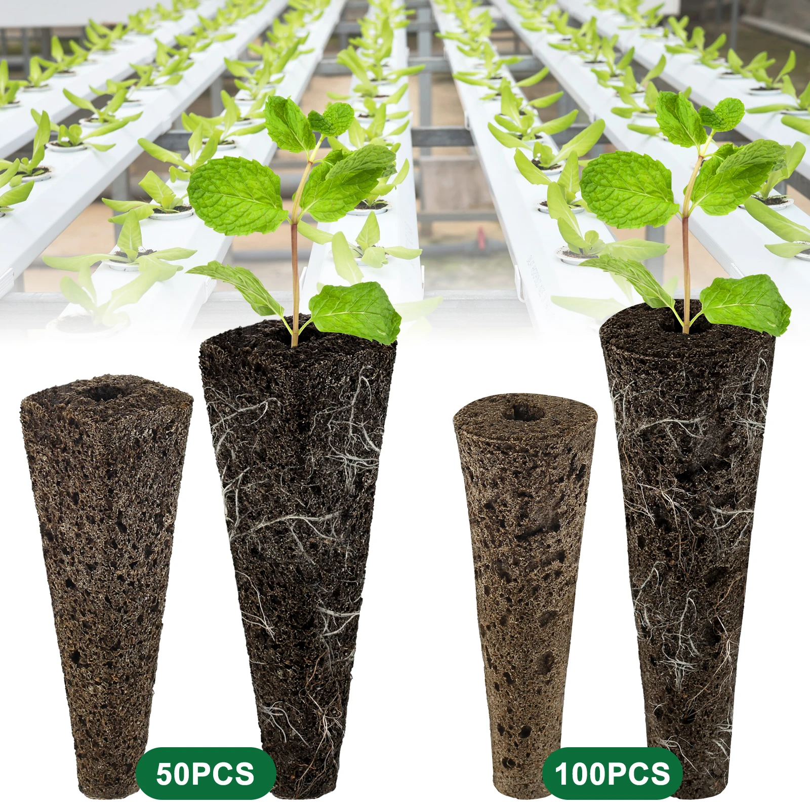 100pcs Grow Sponges Hydroponic Root Sponges Seedling Nursery Bags Hydroponic Germination Tray Plant Rooting Box Hydroponic Gardening Kit Seedling Box Compatible with Seedling Starter Kit Reusable Seed Refill Pods for Hydroponics