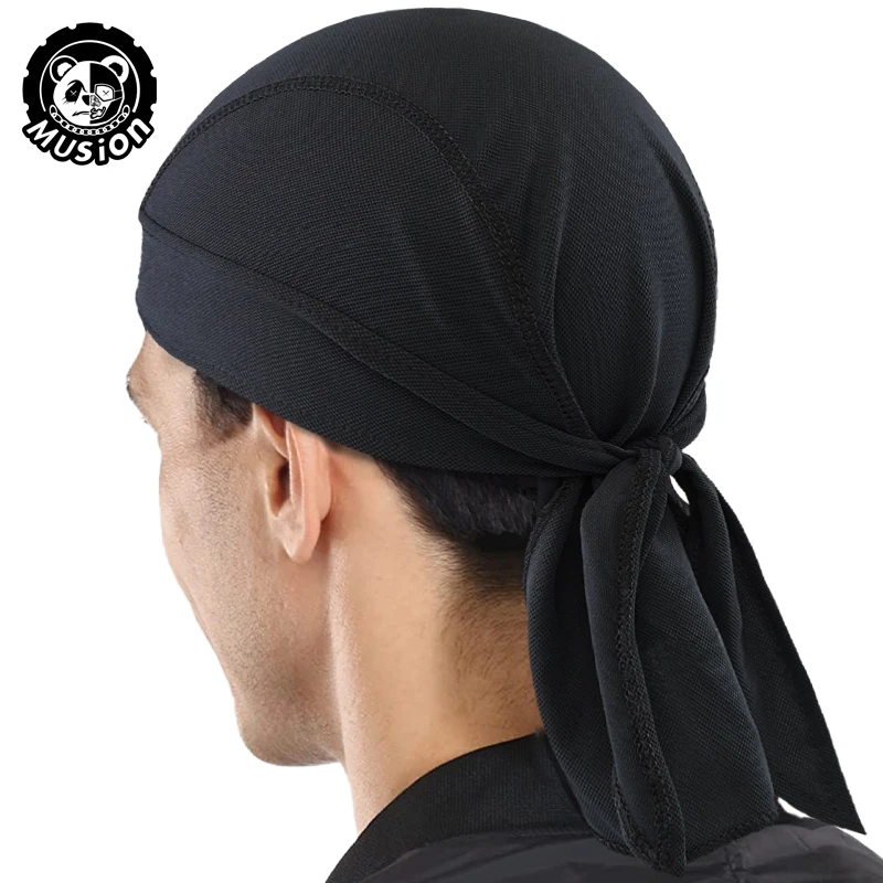 Musion Durag for Men Cycling Pirate Hat Breathable Mesh Bandana Cap Sweat Absorbent Helmet Inner Head Cover