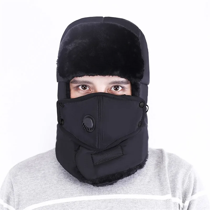 Windproof Warm Hat Winter Warm Bomber Hats Men Women Russian Trapper Thermal Hat Trooper Snow Ski Cap Acrylic Lei Feng Cap