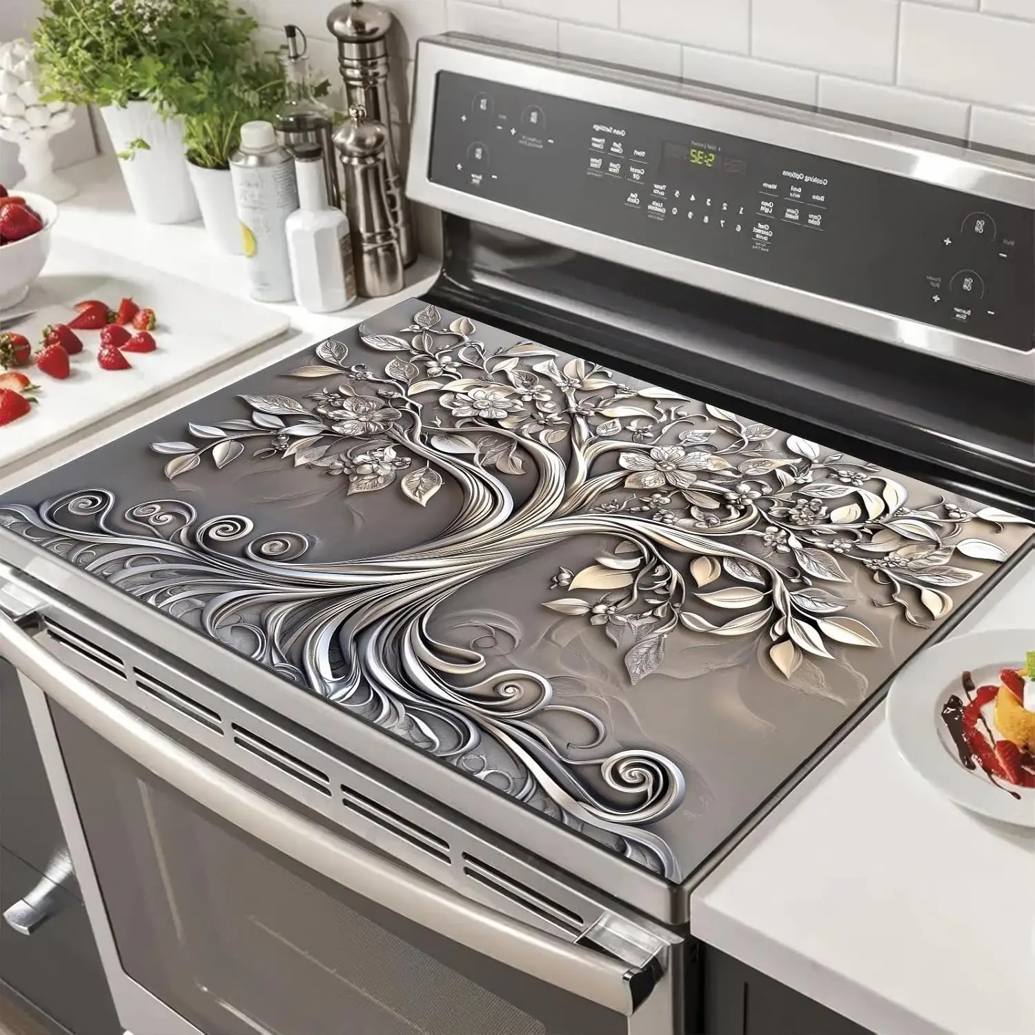 생명의 나무 규조토 스토브 탑 커버 물 흡수 논슬립 매트 (유리 쿡탑, 커피메이커, 주방 장식 패드)