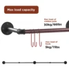 70.8 Inch Industrial Pipe Clothing Rack Wall Mounted Clothes Rail Garment Hanging Bar Rod Display Rack Closet Storage 6