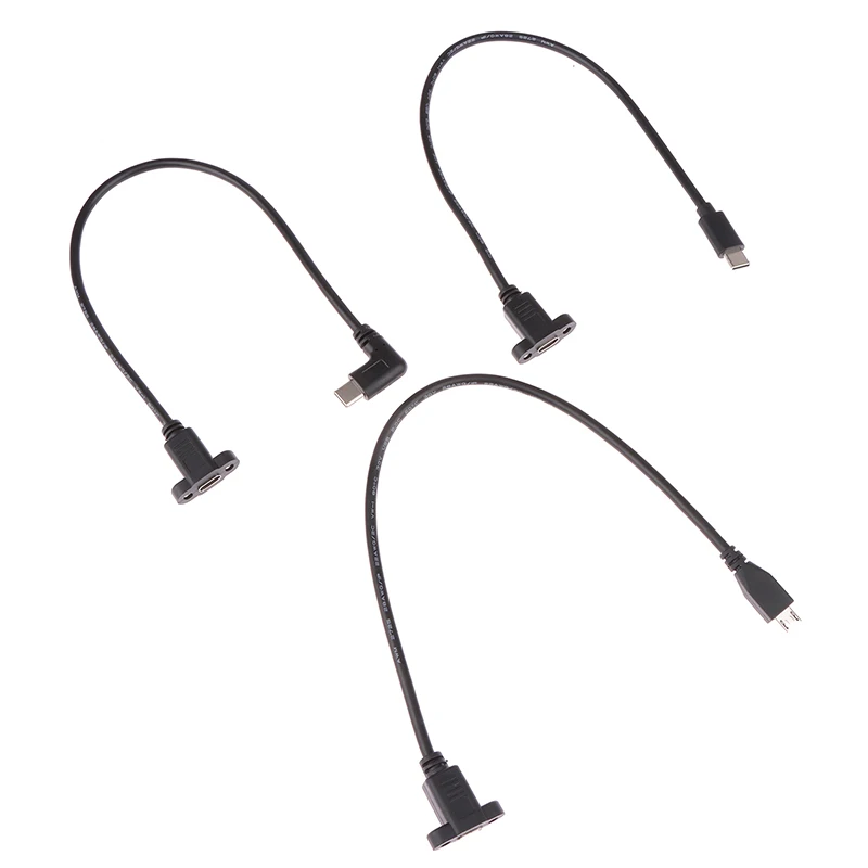 USB Type C to Micro USB Panel Mount Extension Cable - Male to Female Extender Cord