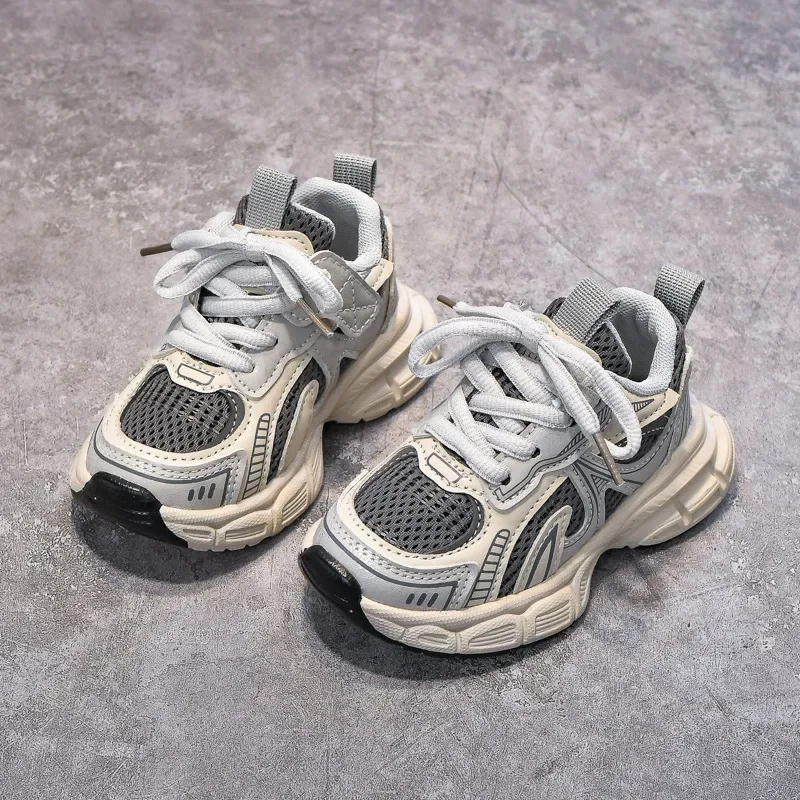 Boys Girls Running Shoes Mesh Breathable Children Sneakers Thick Soft Sole 2025 New Fashion Kids Sports Shoes for Students Trend