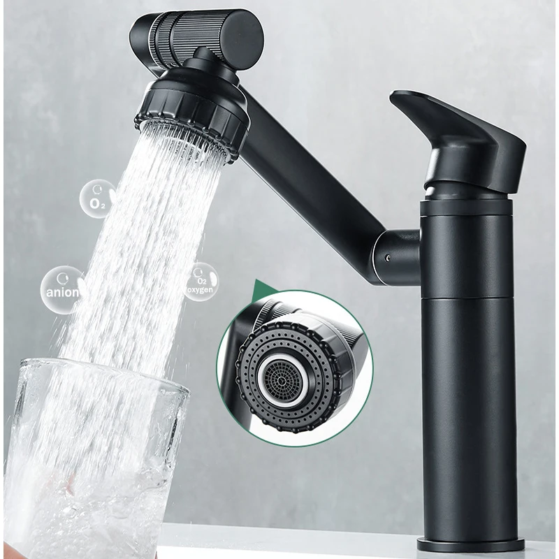 1080&deg; Swivel Bathroom Sink Faucet Basin Faucet Mixer Deck Mounted Splash Proof Water Tap Shower Head Aerators Tapware PIPE x 2