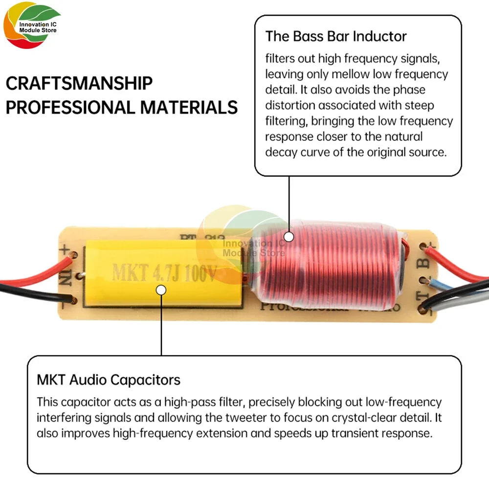 High-Power 2-Way HiFi Crossover with Cable for Car Audio Enhancement