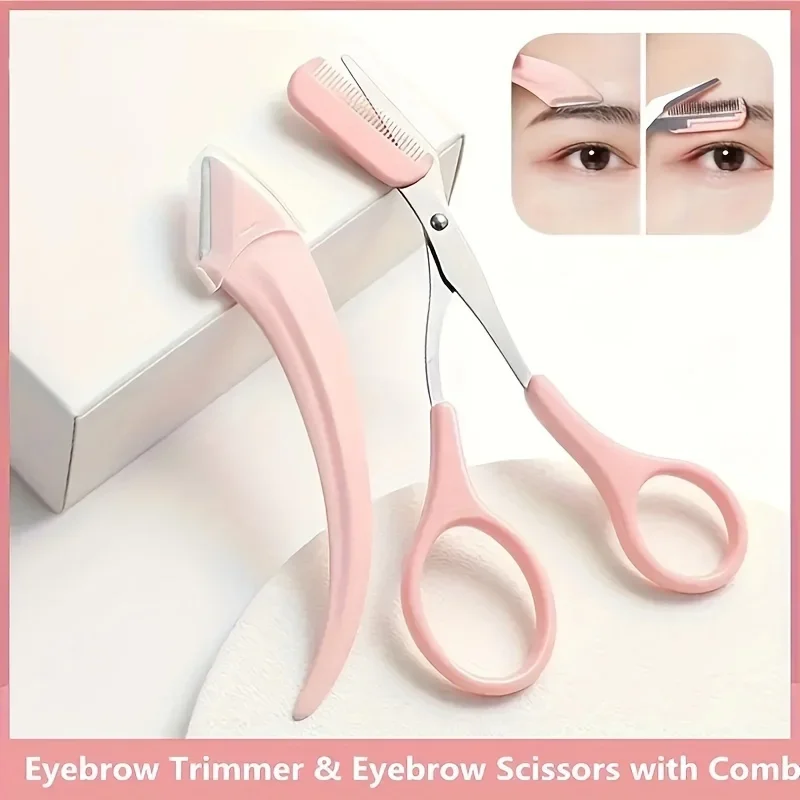 Crescent Moon Eyebrow Trimmer Set 1Pcs/2Pcs/3Pcs Stainless Steel Curved Eyebrow Razor Scissors With Comb