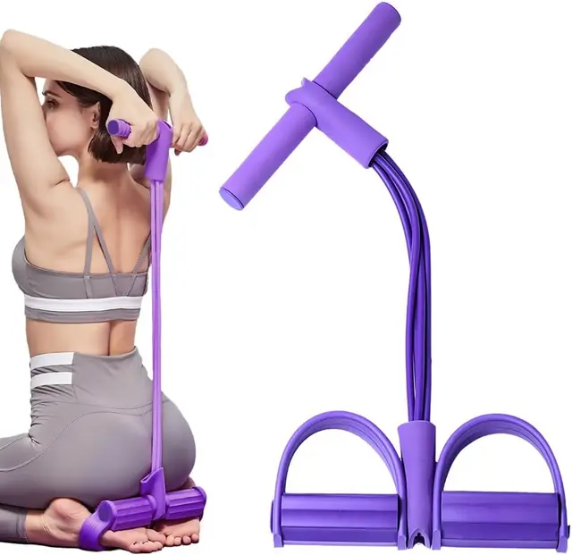 21 Fitness Resistance Bands-4 Tube Pedal Ankle Puller, 2026 New Elastic Yoga Pedal Puller Stretch Band for Exercise, AB Training Auxiliary Device Sit Up Exercise Equipment for Women Men