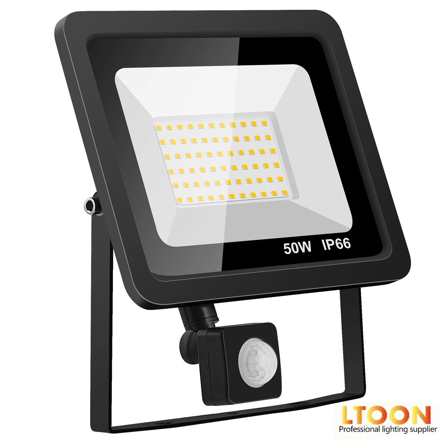 [LTOON]10W 20W 30W 50W 100W Led Flood Light With Adjustable PIR Sensor SMD 2835 Floodlights Outdoor Lighting For Street Square