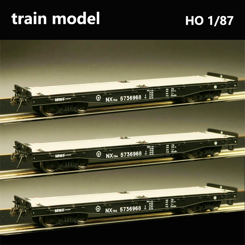 Three Car Train Carriage Model 1/87 HO NX70A Flat Carriage Rail Car  Different Car Numbers Collection Gift Model Toys