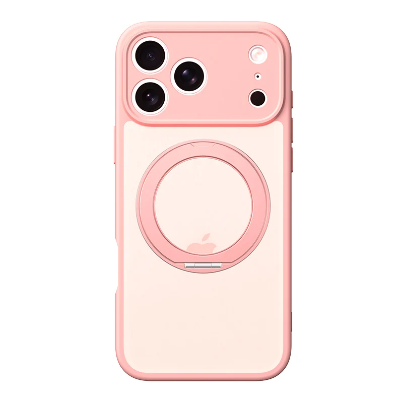 360° Rotating Magnetic Stand Case with Stress Relief Ring and Full Lens Cover