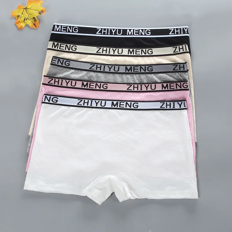 Teenage Girls Panties Mid Waist Boxershorts 5pcs/lot