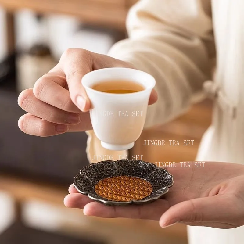 Alloy Rattan Coaster Chinese Style Heat Insulation Kung Fu Tea Ceremony Tea Mat Anti Slip and Heat-resistant Tea Set Accessories