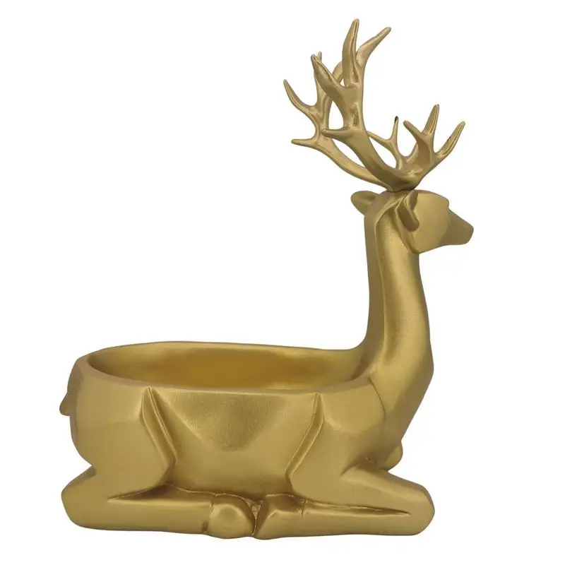 

Полимерная скульптура лося, современная статуя оленя, украшения с корзиной для хранения, декоративные статуи золотого оленя, внутренний Декор оленя для дома