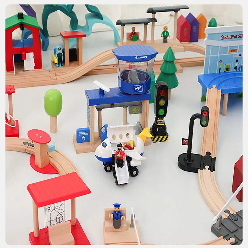 

NEW Train Double Deck Platform Compatible with Wooden Train Track Accessories Educational Toy Wooden Track Railway Toys for Kids