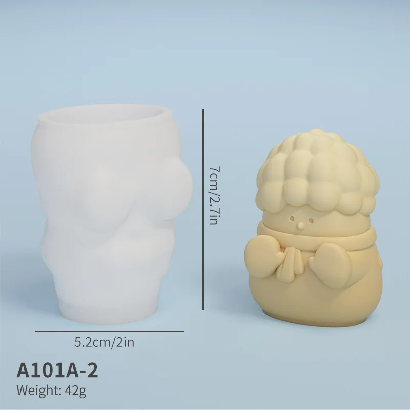 thumbnail image 1 of Juego de 4 moldes de silicona con forma de muñeco de nieve para aromaterapia, velas, kit de manualidades de decoración 3D, perfecto para la decoración creativa del hogar, 1 of 5