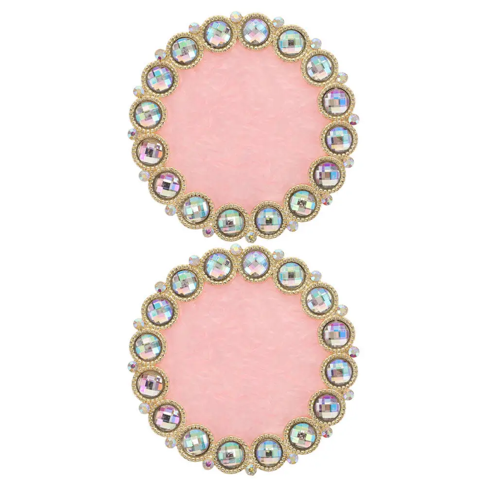 2Pcs 크리스탈 수지 네일 아트 컬러 믹싱 트레이 세련된 라인스톤 디자인 아티스트를 위한 휴대용 네일 폴리쉬 페인팅 보드