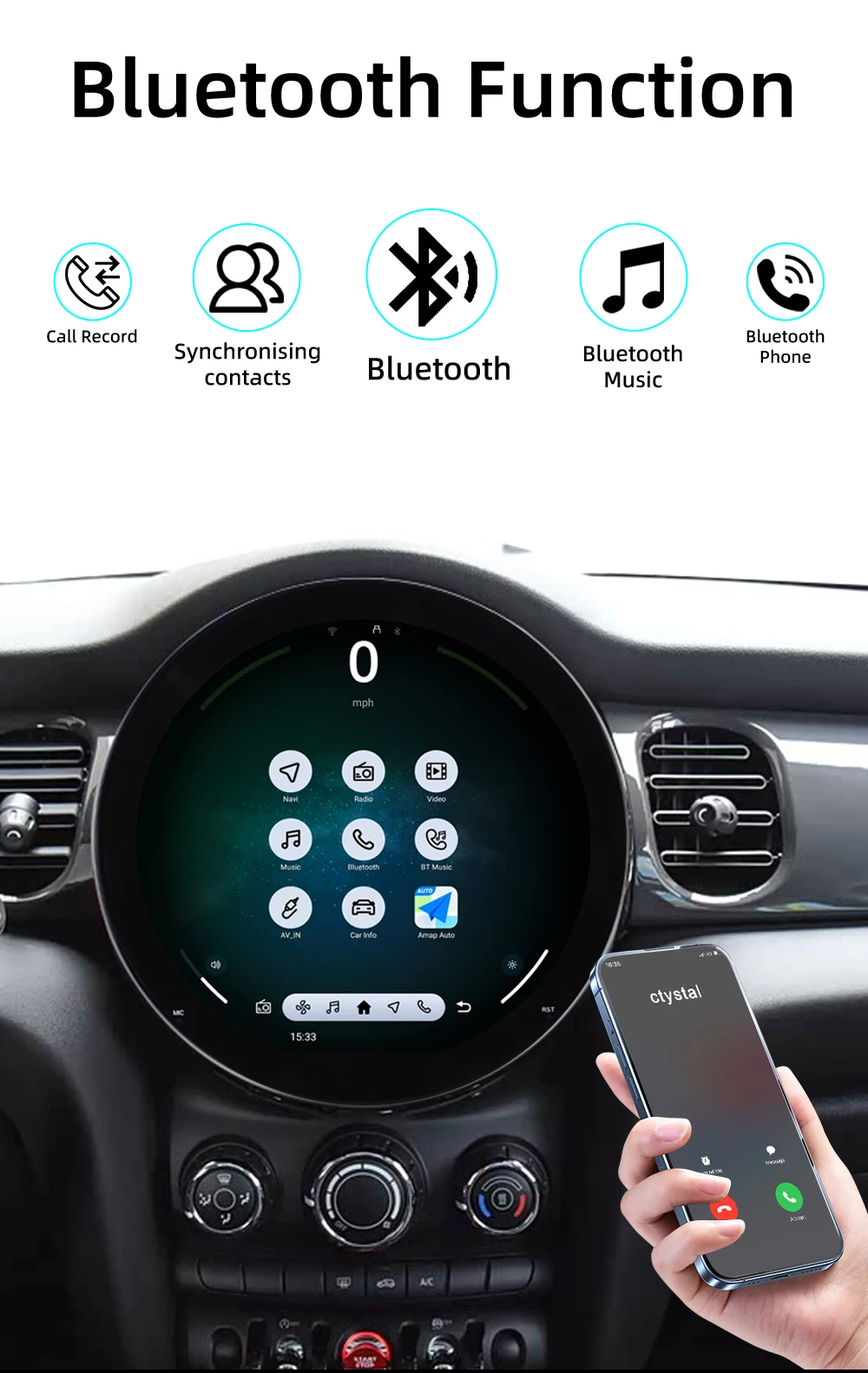 Android 15 Car Radio For BMW MINI F60 2017-2023 Multimedia Player Supports CarPl