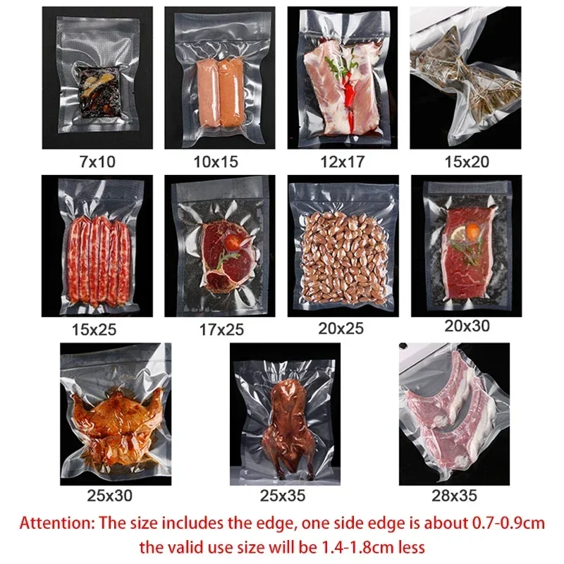 Food Vacuum Sealer Bags 100pcs for Kitchen Sous Vide Food Saver Storage Bag BPA-Free Vacuum Package Bags Kitchen Tool 2